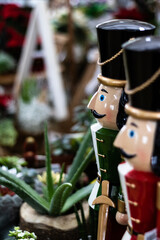 Fototapeta na wymiar Close up Christmas Nutcracker Figure - Toy Soldier Doll Decoration