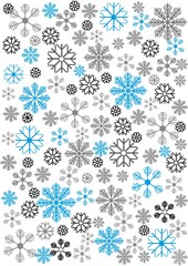 Christmas card with painted snowflakes. Gift wrapping.