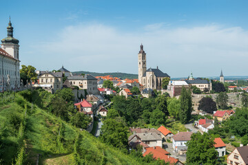 Obraz premium Kutná Hora, Czech Republic, June 2019 - broad view of the city and view of both the Jesuit College and the Church of Saint James 