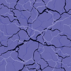 Blue crack on very peri background. Antique Marble stone effect. Vector seamless pattern