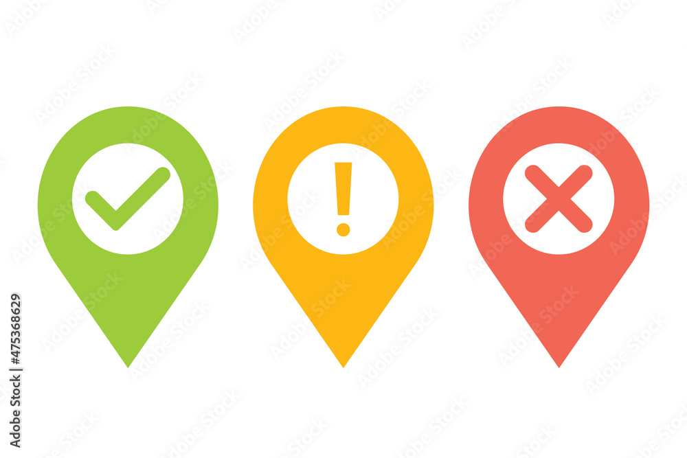 Poster map pointers with icons on white background for website, application, printing, document, poster des