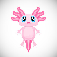 Funny cartoon pink axolotl