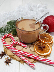 Obraz na płótnie Canvas Christmas and coffee with milk