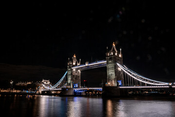 Iconic Tower Bridge view connecting London with Southwark over Thames River, UK.