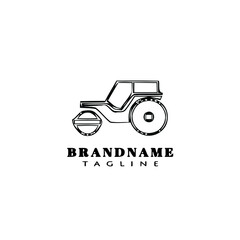 road roller logo cartoon icon design template black isolated vector illustration