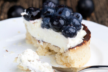tartlet with chocolate and buttercream with blueberries