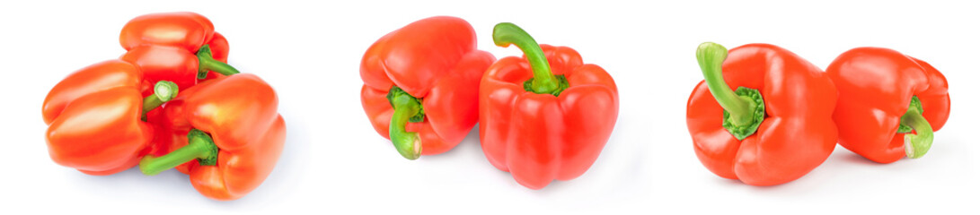 Group of bulgarian pepper isolated on a white background with clipping path