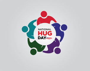 National Hug Day. 21 january. Suitable for greeting card poster and banner.