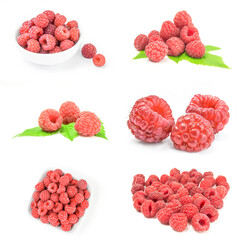 Set of raspberries on a background