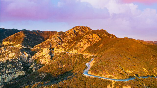 Gibraltar Road at sunset above Montecito, California