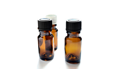 Medical glass bottles isolated on a white background