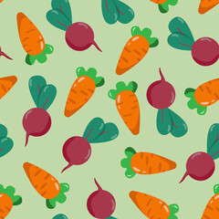 Seamless hand drawn vegetable pattern. 