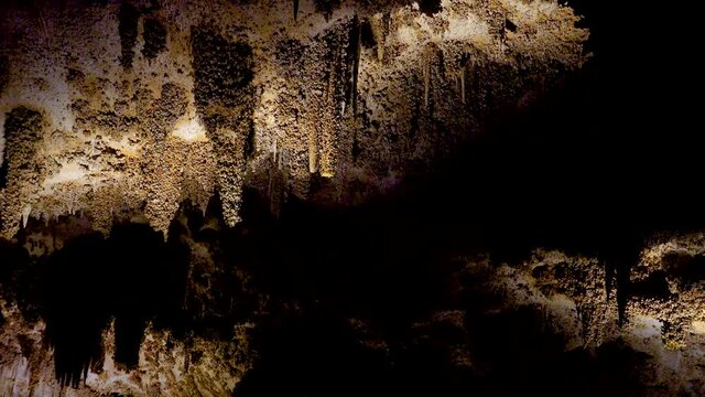 Staloctite and stalogmite in a karst cave in New Mexico