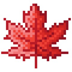 Obraz premium Maple leaf pixel art. Vector illustration.