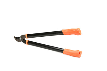 Pruner for pruning large branches, twigs and knots. Garden Tools. Isolated on white background.