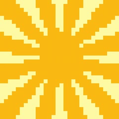 Fototapeta premium Yellow Sunburst or Sunlight pixel art background. Vector illustration.