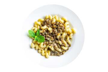 pasta lentil sauce healthy meal food snack on the table copy space food background rustic top view