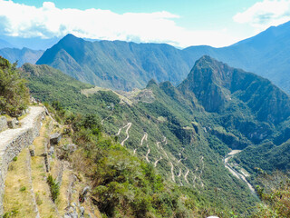 Fototapeta na wymiar View of Machu Picchu beautiful site by the early morning - Machu Picchu, Peru