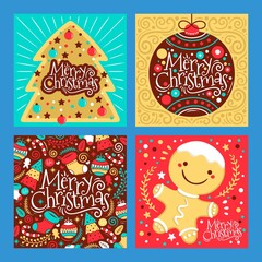 hand drawn christmas cards collection vector design illustration