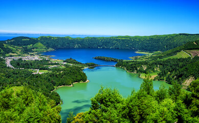 Lagoa das Sete Cidades, Lagoon of the Seven Cities, São Miguel Island, Azores, Açores, Portugal,...