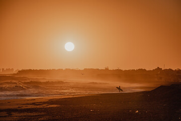 Beautiful view of Punta del Este beach in Uruguay at sunset
