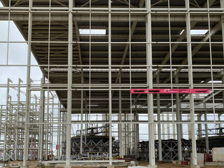 steel frame workshop is under construction
