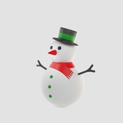 3D Character, Christmas Snowman, New Year