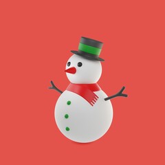 3D Character, Christmas Snowman, New Year