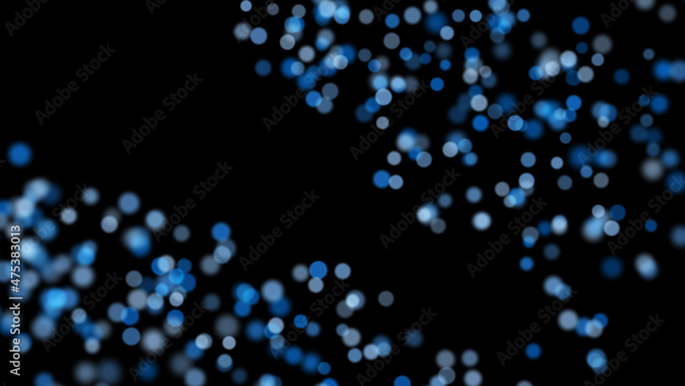 Poster 3d rendering of stylish christmas bright particles in space that are scattered on a black background
