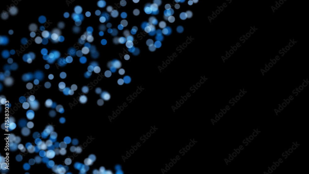 Poster 3d rendering of stylish christmas bright particles in space that are scattered on a black background