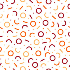 Colorful fall memphis seamless pattern with white background.