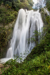 beautiful waterfall in corfu island greece