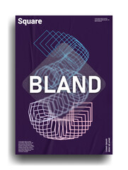 Abstract poster with square in modern stуle with bland, gradient and texture. Background for banner, cover, poster and web.