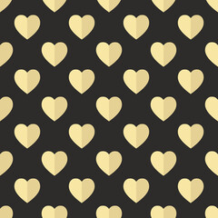 Golden heart pattern on black for wrapping paper design