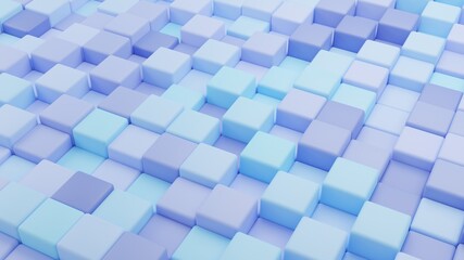 smooth cubes abstract 3D modeled background, squares and cubes with pastel colors