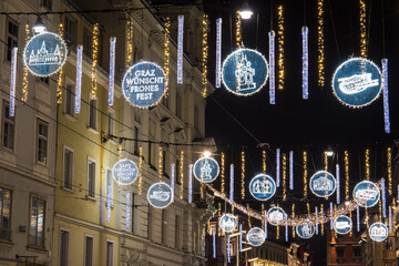 Christmas lights in the city of Graz in Austria