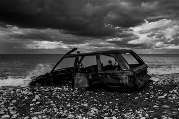 car on the beach