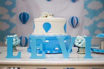 Closeup shot of a sweet cake and 