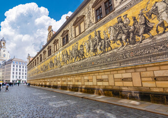 Procession of Princes (Furstenzug) on the outside wall of Dresden Castle, Germany