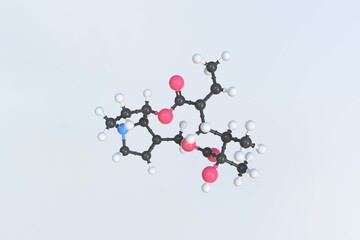 Molecule of aureine, isolated molecular model. 3D rendering