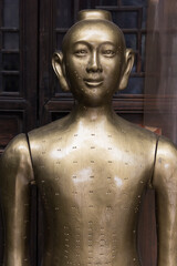 Fototapeta na wymiar Bronze statue of human body showing acupuncture points, Wuxi, Jiangsu Province, China