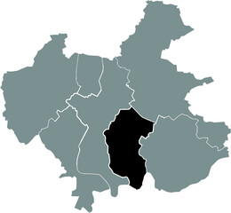 Black location map of the Kreis 7 Mattenbach District inside gray urban districts map of the Swiss regional capital city of Winterthur, Switzerland