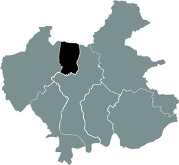 Black location map of the Kreis 5 Veltheim District inside gray urban districts map of the Swiss regional capital city of Winterthur, Switzerland