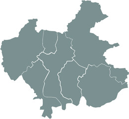 Obraz premium Simple blank gray vector map with white borders of urban city districts of Winterthur, Switzerland