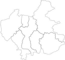 Obraz premium Simple blank white vector map with black borders of urban city districts of Winterthur, Switzerland