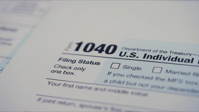 Tax form 1040 USA business income office concept. Tax Return Form 1040
