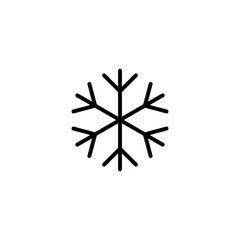 Snowflake icon. New Year and Christmas attribute. Weather element. The symbol of cold, snow, winter and frost. Isolated abstract vector illustration.