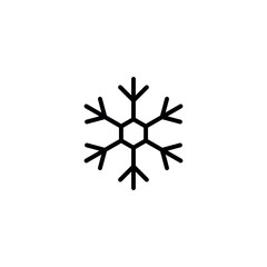 Snowflake icon. New Year and Christmas attribute. Weather element. The symbol of cold, snow, winter and frost. Isolated abstract vector illustration.