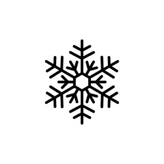 Snowflake icon. New Year and Christmas attribute. Weather element. The symbol of cold, snow, winter and frost. Isolated abstract vector illustration.