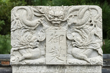 Dragon carving in Confucian Temple Palace, Yanguan Ancient Town, Haining, Zhejiang Province, China